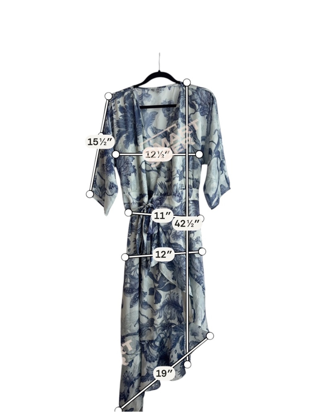 Guess Blue Floral A-line Warp Midi Dress Size Large - Picture 6 of 10